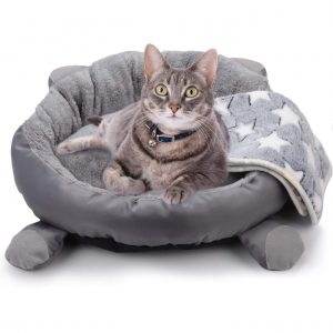 Legendog Katzenbett，Warmes Plüsch Katzenbett/tierbett Katze/Katzensofa/Haustierbett mit Katzendecke für Katzen Kätzchen und Kleine Hunde Schlafen
